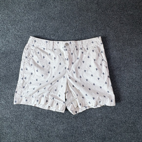 Gloria Vanderbilt Pants - Gloria Vanderbilt Bermuda Shorts Womens 10 White Boat Print Pockets Casual Wear